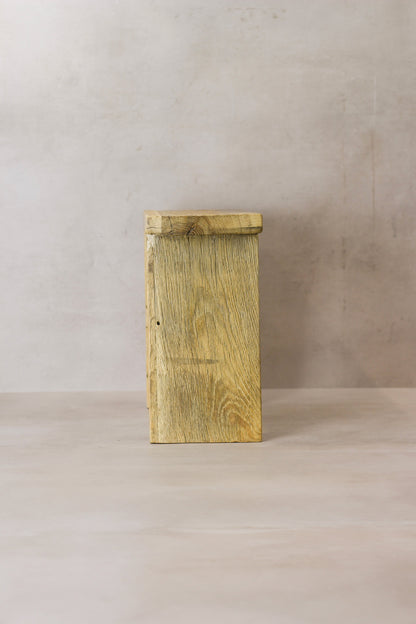 Vintage Rustic Square Elm Wood Stool - No 8