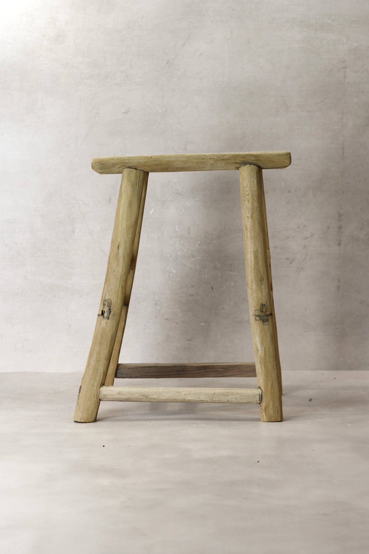 Vintage Rustic Elm Wood Stool - Medium - No 72