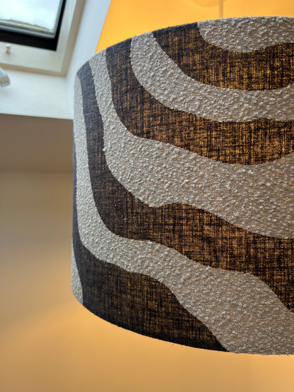 Black Wiggle drum lampshade /ceiling shade with a white lining