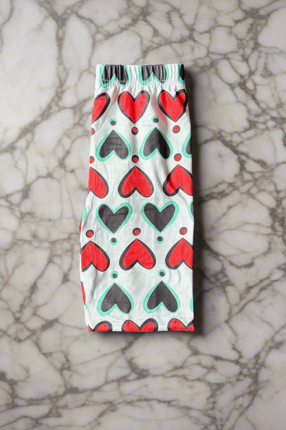 Red & Black hearts design full length stretch leggings