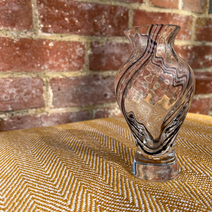 Black and white swirl, glass vase