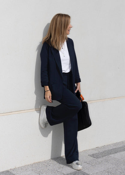 GODDESS wide leg trousers, navy