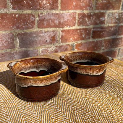 Pair of ceramic drip glaze ramekins