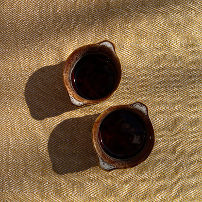 Pair of ceramic drip glaze ramekins