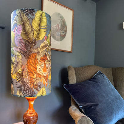 Bengal tiger Velvet cylinder lampshade, extra tall lampshade