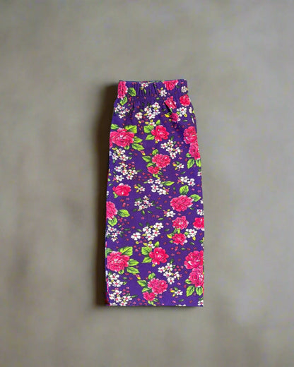 Purple floral full length leggings