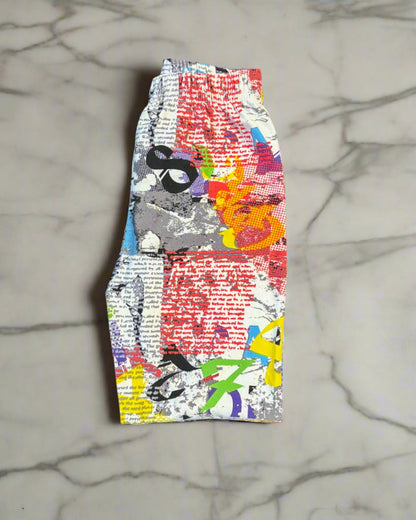 Funky news print girls leggings, full length