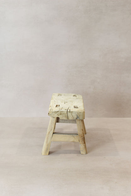 Vintage Rustic Elm Wood Stool - Small - No 18