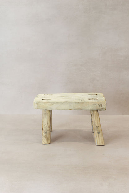 Vintage Rustic Elm Wood Stool - Small - No 18