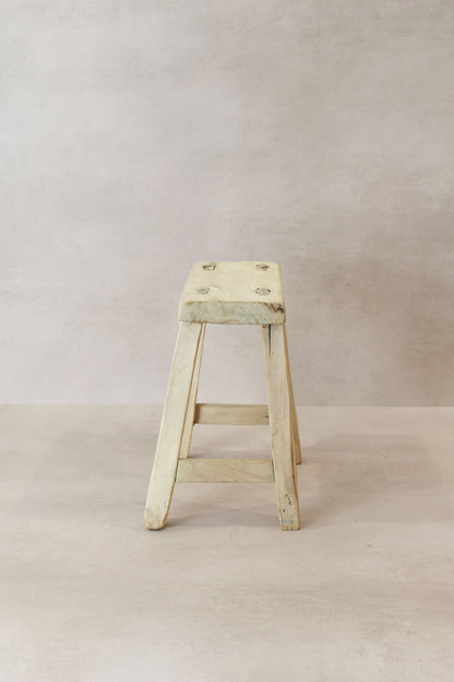 Vintage Rustic Elm Wood Stool - Small - No 19