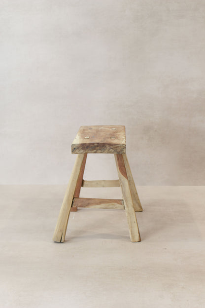 Vintage Rustic Elm Wood Stool - Small - No 20