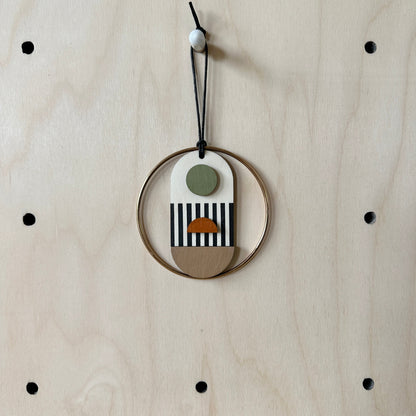 Original Small Geometric Wall Hanging - Mini Mid-Century Wall Art - Little Wooden Decoration - Contemporary Wall Decor