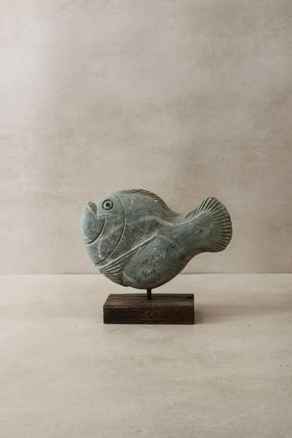 Stone Fish Sculpture - Zimbabwe - 31.4