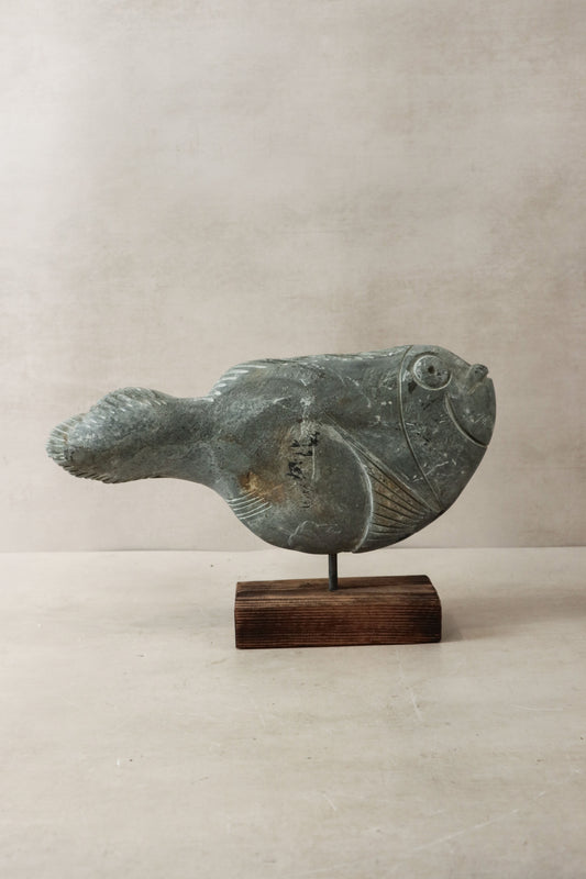 Stone Fish Sculpture - Zimbabwe - 35.5