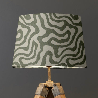 Green Wiggle Textured French Drum Lampshade | Handmade Ceiling Light Shade | UK
