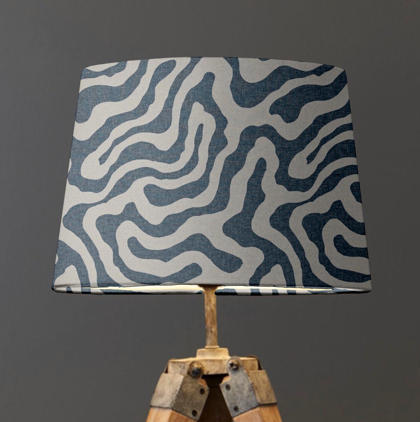 Blue Wiggle Textured French Drum Lampshade | Handmade Ceiling Light Shade | UK