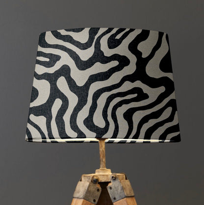 Black Wiggle Textured French Drum Lampshade | Handmade Ceiling Light Shade | UK