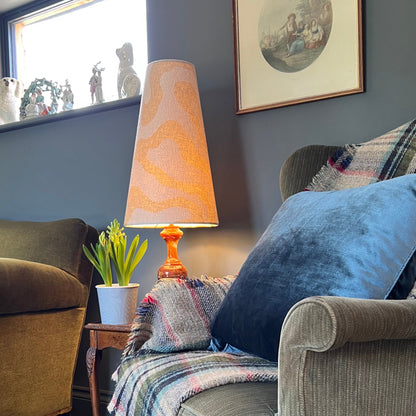 Ecru wiggle cone lampshade, extra tall lampshade