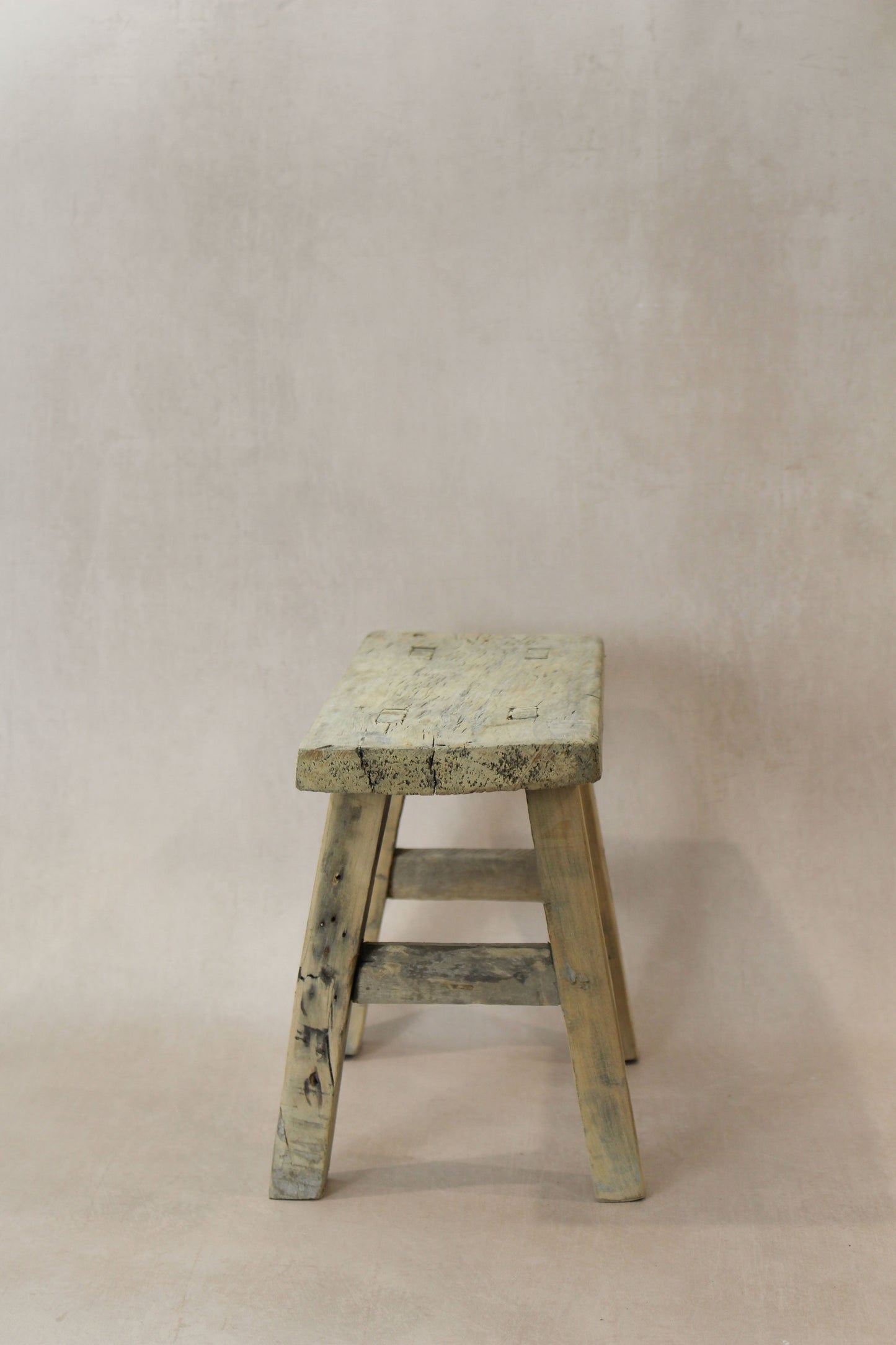 Vintage Rustic Elm Wood Stool - Small - No 23