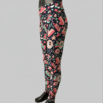 Love patterned full length stretch leggings