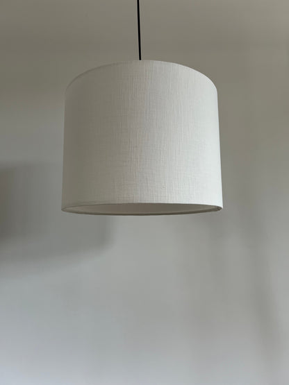 Off white linen drum lampshade/ ceiling shade with a white lining