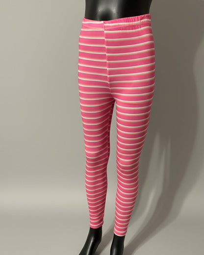 Pink stripe design full length leggings