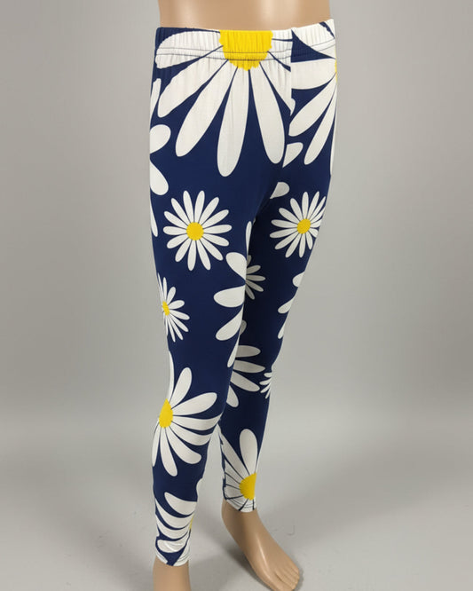 Girls blue daisy leggings