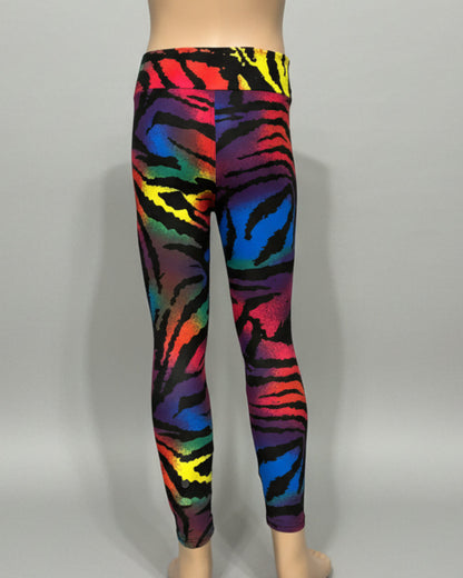 Vibrant colour zebra print leggings, full length