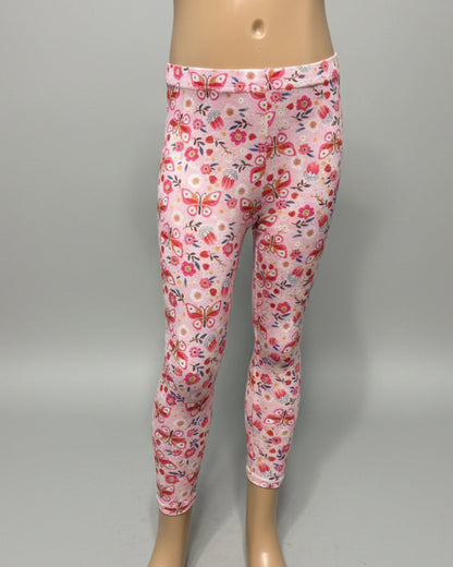 Pink butterflies & flowers design full length leggings