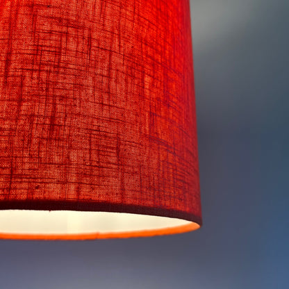 Orange linen drum lampshade/ ceiling shade with a white lining