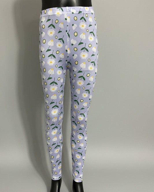 Daisy print lilac leggings, full length stretch