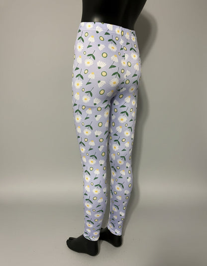 Daisy print lilac leggings, full length stretch