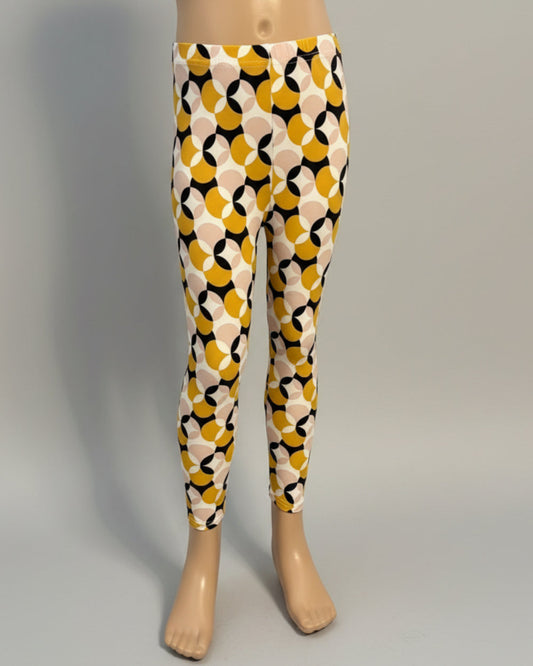 Retro circles patterned leggings, full length