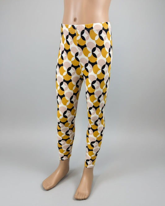 Retro circles patterned leggings, full length
