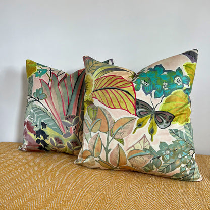 Floral pastel velvet throw cushion, scatter cushions