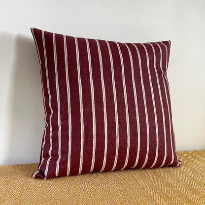 Maroon rowing stripe cotton cushion, scatter cushions