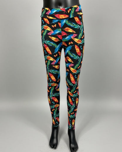Feathers and leaves design full length leggings