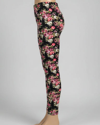 Rose floral leggings, full length