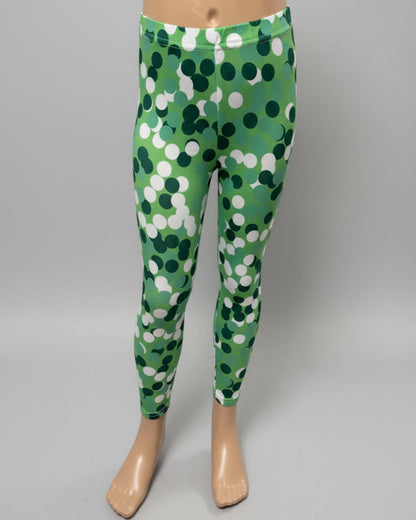 Green dot design full length leggings