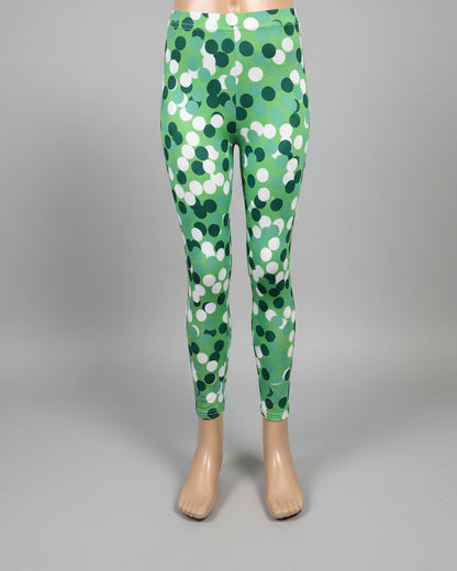 Green dot design full length leggings
