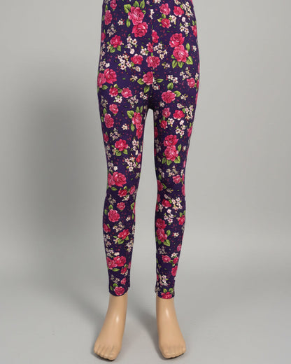Purple floral full length leggings