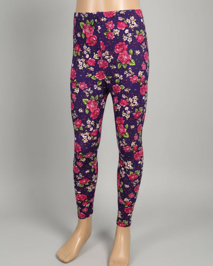 Purple floral full length leggings