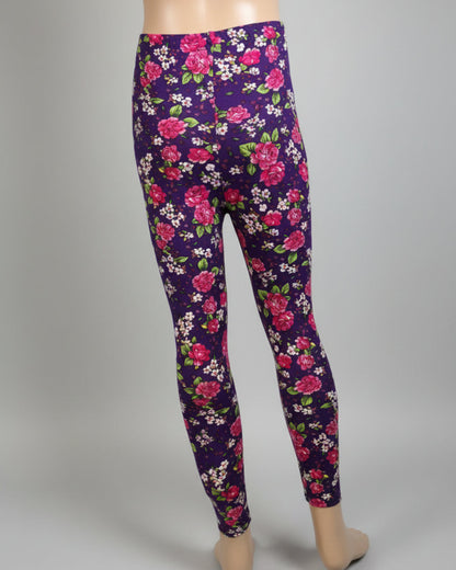 Purple floral full length leggings