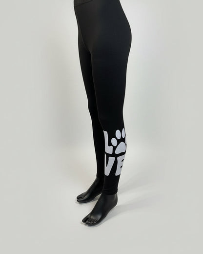 Black paw love design full length stretch leggings
