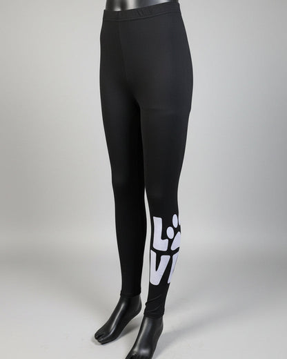 Black paw love design full length stretch leggings