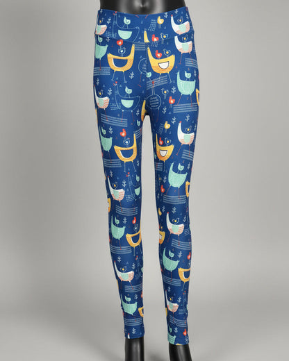 Hen & Chickens design full length stretch leggings