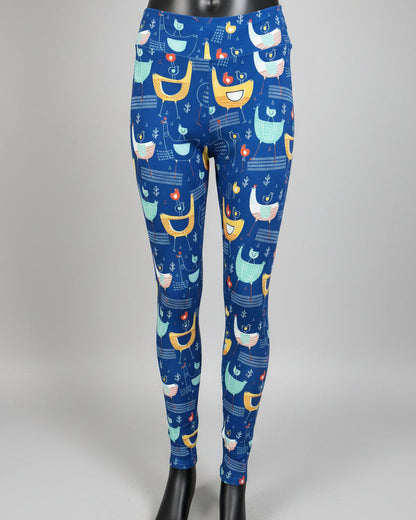 Hen & Chickens design full length stretch leggings