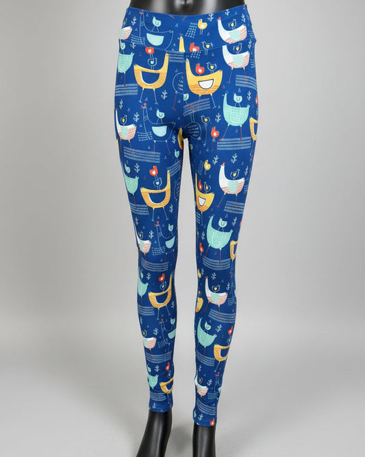 Hen & Chickens design full length stretch leggings