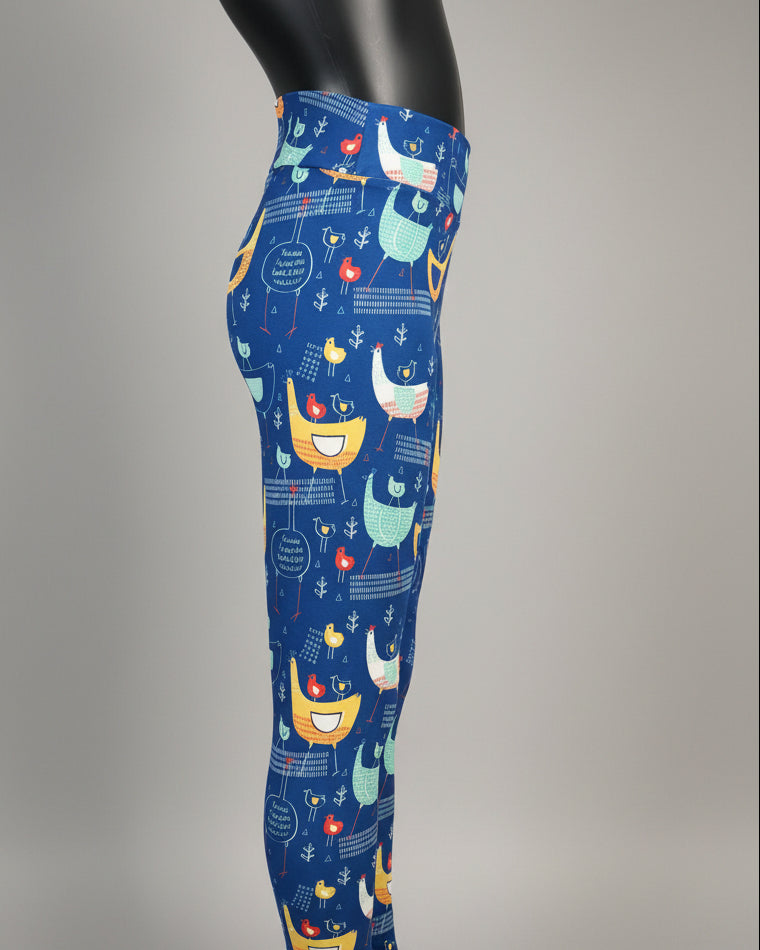 Hen & Chickens design full length stretch leggings