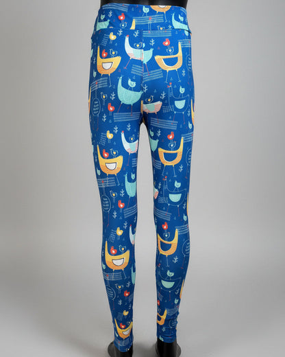 Hen & Chickens design full length stretch leggings